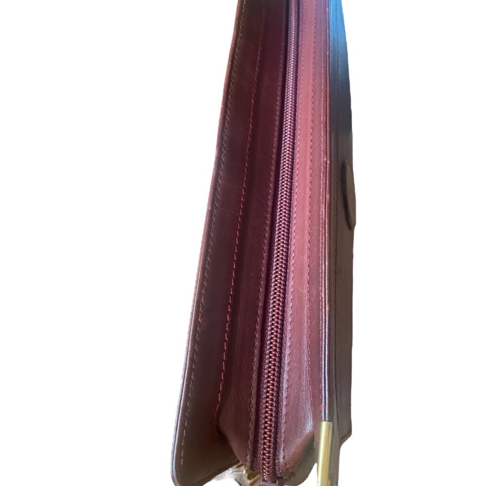 Vintage Must de‎ Cartier Burgundy Calfskin Leather Clutch w/ Gold Chain & COA - Picture 6 of 16